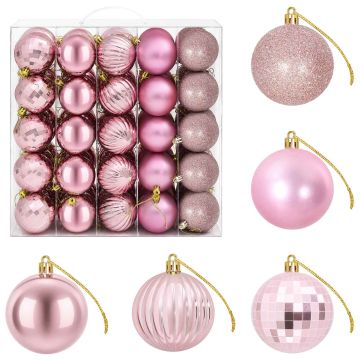 Set di Palline di Natale 75 pz Rosa 6 cm Polistirolo