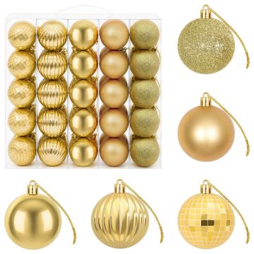 Set di Palline di Natale 75 pz Oro 6 cm Polistirolo