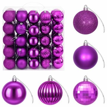 Set di Palline di Natale 75 pz Lillà 6 cm Polistirolo