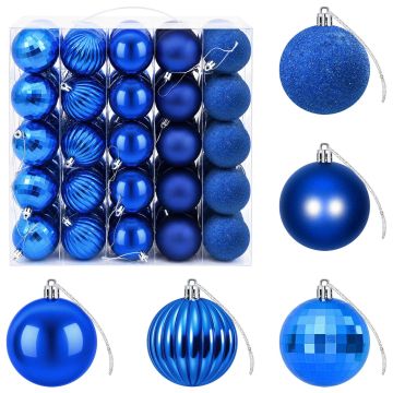 Set di Palline di Natale 75 pz Blu 6 cm Polistirolo