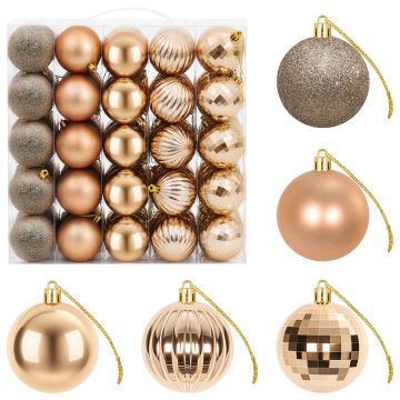Set di Palline di Natale 75 pz Oro rosa 6 cm Polistirolo