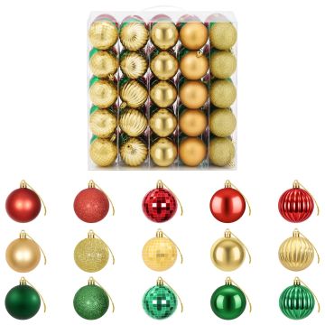 Set di Palline di Natale 75 pz Rosso, oro e verde 6 cm
