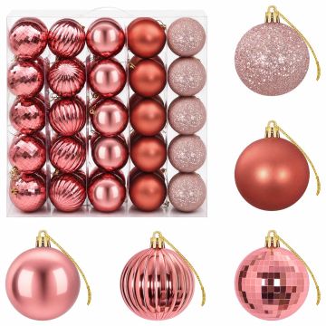 Set di Palline di Natale 75 pz Rosa e rosè 6 cm Polistirolo