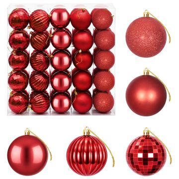 Set di Palline di Natale 50 pz Rosso 8 cm Polistirolo
