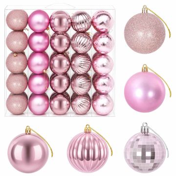 Set di Palline di Natale 50 pz Rosa 8 cm Polistirolo