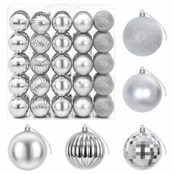 Set di Palline di Natale 50 pz Argento 8 cm Polistirolo