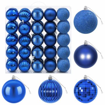 Set di Palline di Natale 50 pz Blu 8 cm Polistirolo