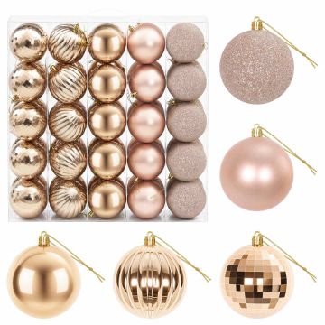 Set di Palline di Natale 50 pz Oro rosa 8 cm Polistirolo
