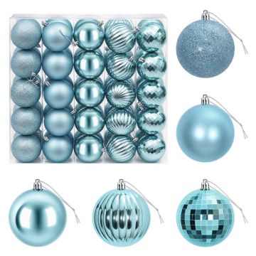 Set di Palline di Natale 50 pz Turchese 8 cm Polistirolo