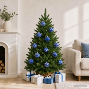 Set di palline di Natale XL 12 pz Blu e Bianco 10 cm