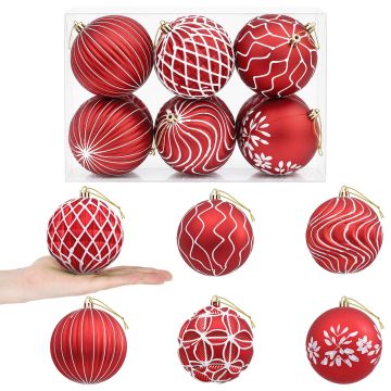 Set di palline di Natale XL 12 pz Rosso e Bianco 10 cm