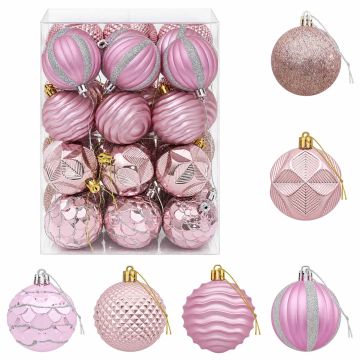 Set di Palline di Natale 36 pz Rosa 6 cm Polistirolo