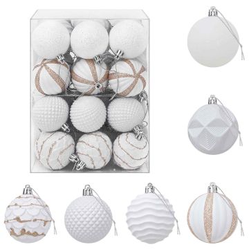 Set di Palline di Natale 36 pz Bianco 6 cm Polistirolo