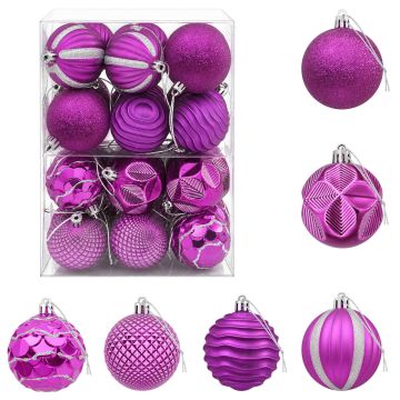 Set di Palline di Natale 36 pz Lillà 6 cm Polistirolo
