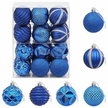 Set di Palline di Natale 36 pz Blu 6 cm Polistirolo