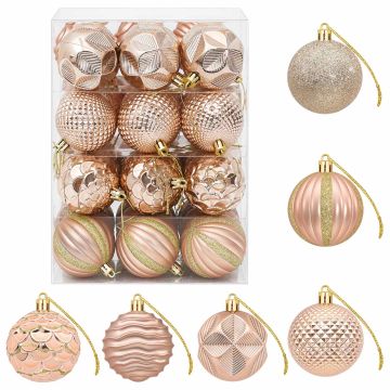 Set di Palline di Natale 36 pz Oro rosa 6 cm Polistirolo