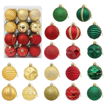 Set di palline natalizie 36 pz Rosso, oro e verde 6 cm