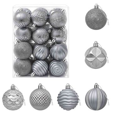Set di Palline di Natale 36 pz Grigio 6 cm Polistirolo