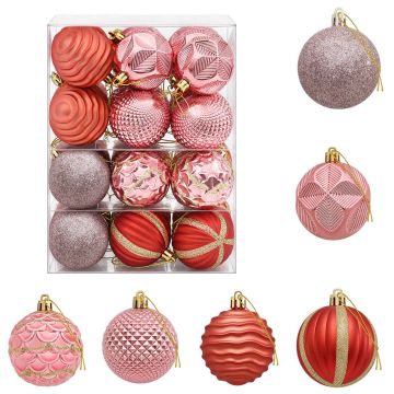 Set di Palline di Natale 36 pz Rosa e rosé 6 cm Polistirolo