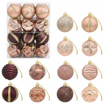 Set di Palline di Natale 36 pz Champagne e marrone 6 cm