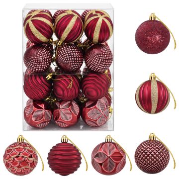 Set di Palline di Natale 36 pz Rosso Vino 6 cm Polistirolo