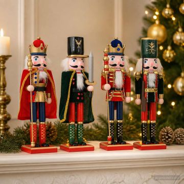 Schiaccianoci di Natale TURKU 4 pz Rosso e Nero 38 cm