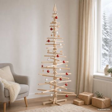 Albero di Natale in legno KOTKA 240 cm Legno Massello di Pino