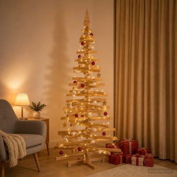 Albero di Natale in legno KOTKA 240 cm Legno Massello di Pino