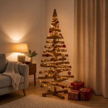 Albero di Natale in legno KOTKA 120 cm Legno Massello di Pino