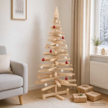 Albero di Natale in legno KOTKA 120 cm Legno Massello di Pino