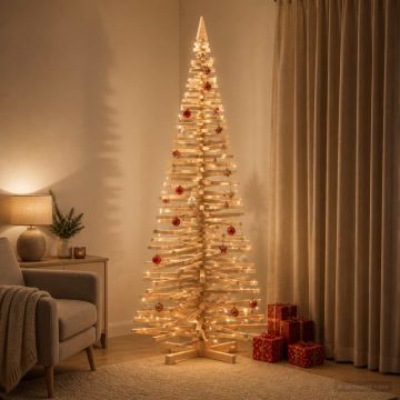 Albero di Natale in legno KOTKA 240 cm Legno Massello di Pino