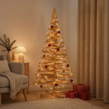 Albero di Natale in legno KOTKA 120 cm Legno Massello di Pino