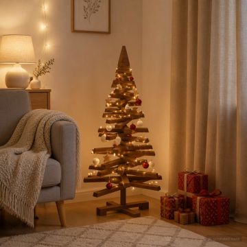 Albero di Natale in legno KOTKA 90 cm Legno Massello di Pino