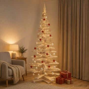 Albero di Natale in legno KOTKA 210 cm Legno Massello di Pino