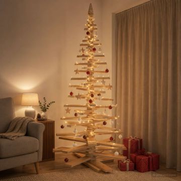 Albero di Natale in legno KOTKA 210 cm Legno Massello di Pino