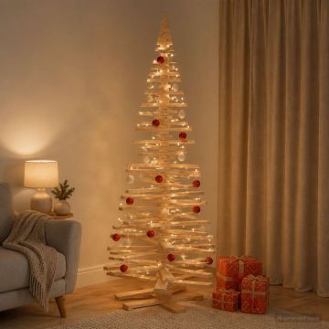 Albero di Natale in legno KOTKA 240 cm Legno Massello di Pino