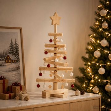 Albero di Natale in legno KOTKA 60 cm Legno Massello di Pino