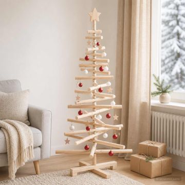 Albero di Natale in legno KOTKA 120 cm Legno Massello di Pino
