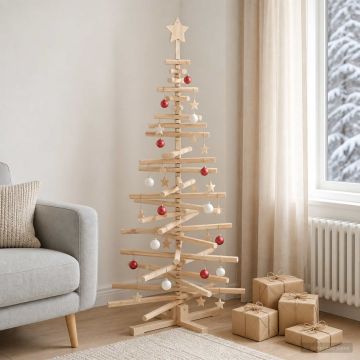 Albero di Natale in legno KOTKA 150 cm Legno Massello di Pino