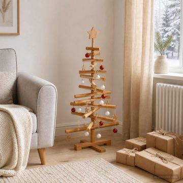 Albero di Natale in legno KOTKA 90 cm Legno Massello di Pino