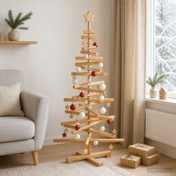 Albero di Natale in legno KOTKA 120 cm Legno Massello di Pino