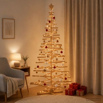 Albero di Natale in legno KOTKA 210 cm Legno Massello di Pino