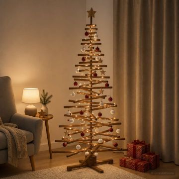 Albero di Natale in legno KOTKA 180 cm Legno Massello di Pino