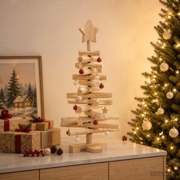 Albero di Natale in legno KOTKA 60 cm Legno Massello di Pino