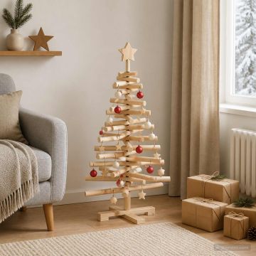 Albero di Natale in legno KOTKA 90 cm Legno Massello di Pino