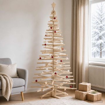 Albero di Natale in legno KOTKA 210 cm Legno Massello di Pino