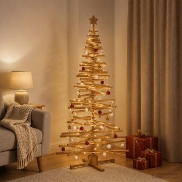 Albero di Natale in legno KOTKA 180 cm Legno Massello di Pino