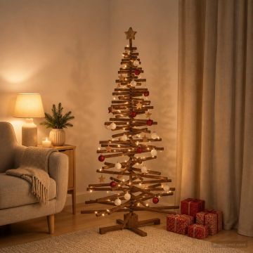 Albero di Natale in legno KOTKA 180 cm Legno Massello di Pino