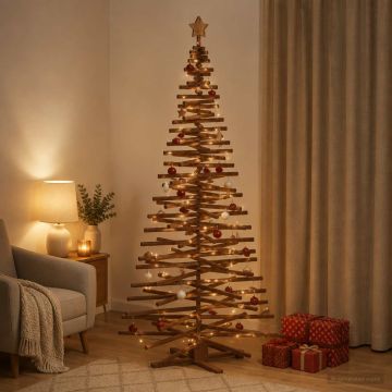 Albero di Natale in legno KOTKA 210 cm Legno Massello di Pino