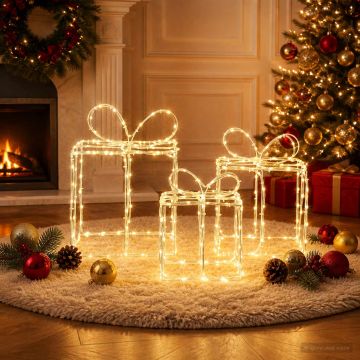 Scatole regalo di Natale luminose LOVIISA 3 pz 360 LED